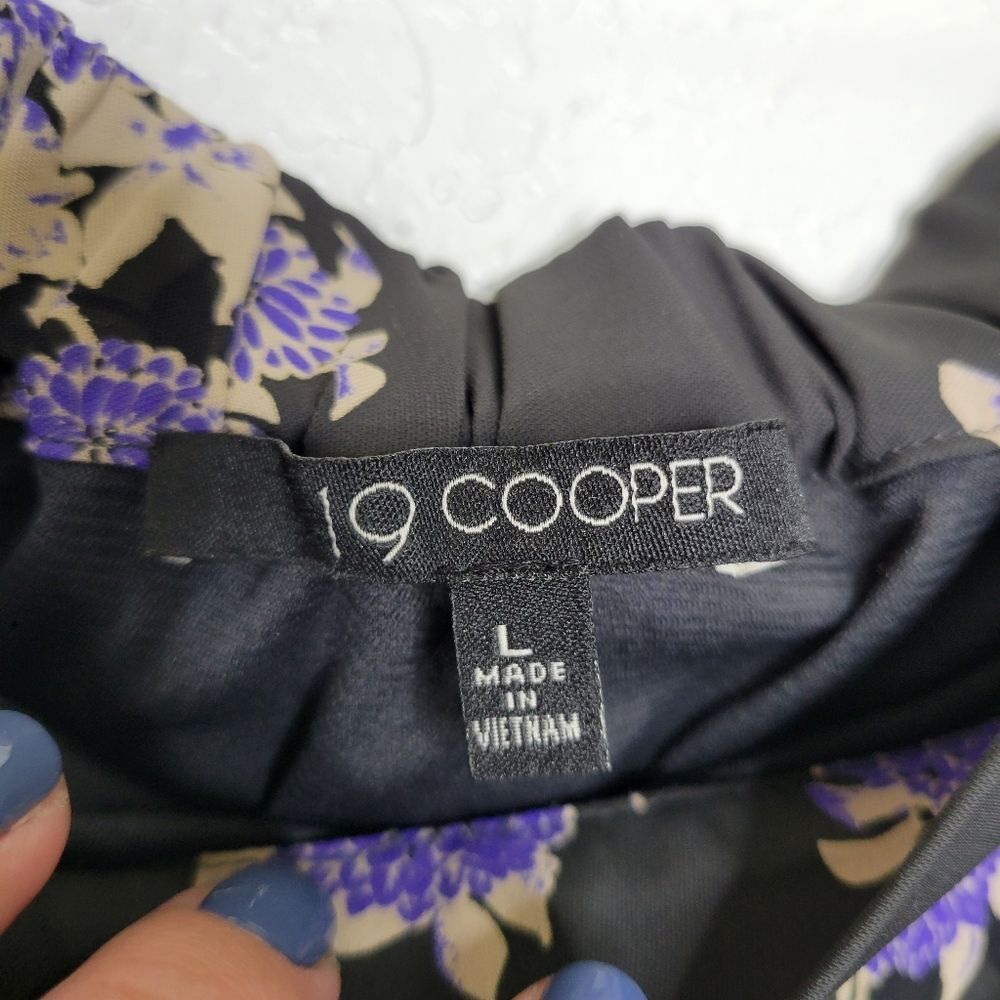 19 Cooper Size Large Purple Black Floral Off the Shoulder Shift Mini Dress - Picture 4 of 7